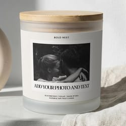 custom photo engagement candle, personalized bridesmaid proposal candle, unique wedding & anniversary gift keepsake cand