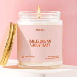 august birthday candle gift smells like an august baby funny birthday gift for her him august born gift zodiac birthday