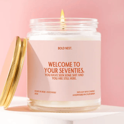 70th birthday candle funny gift welcome to your seventies candle gift for her him turning 70 gift unique 70th birthday p