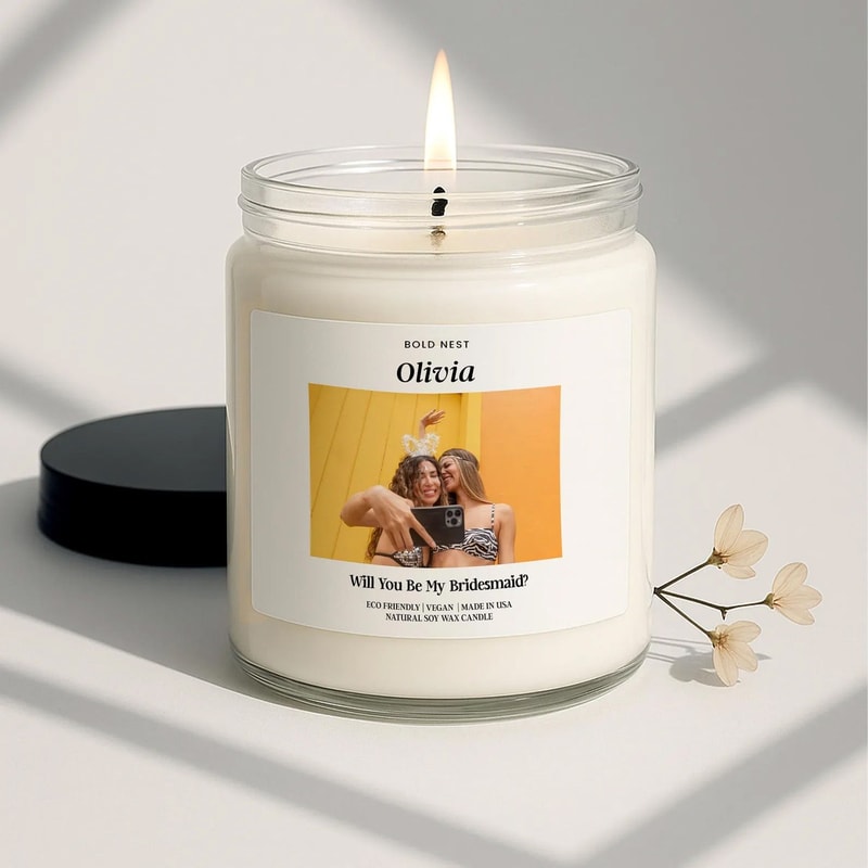 Photo Candle For Bridesmaid Proposal Personalized Bridesmaid Gift Custom Photo Candle Best Friend E 0