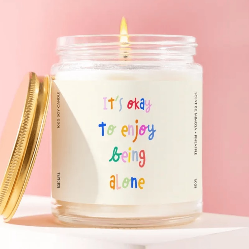 Self Love Candle Gift Introvert Candle Mental Health Candle Alone Time Candle Inspirational Soy Can 0