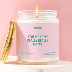 romantic candle gift, you make me happy candle, boyfriend girlfriend gift, cute couple soy candle