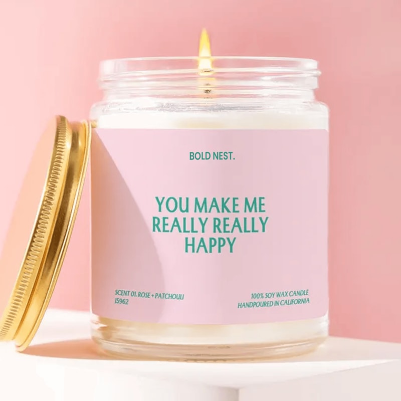 Romantic Candle Gift You Make Me Happy Candle Boyfriend Girlfriend Gift Cute Couple Soy Candle 0