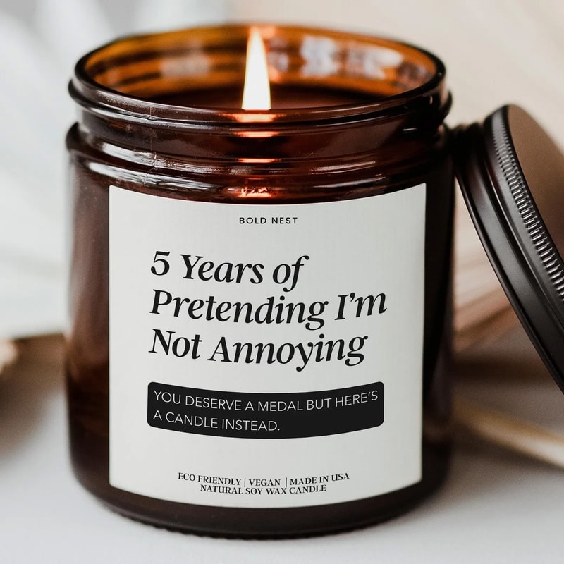 5th Anniversary Candle Smells Like You Put Up With Me Funny Anniversary Gift For Husband Wife Coupl 0