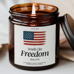 independence day candle smells like freedom patriotic american flag july 4th scented candle usa home decor gift for