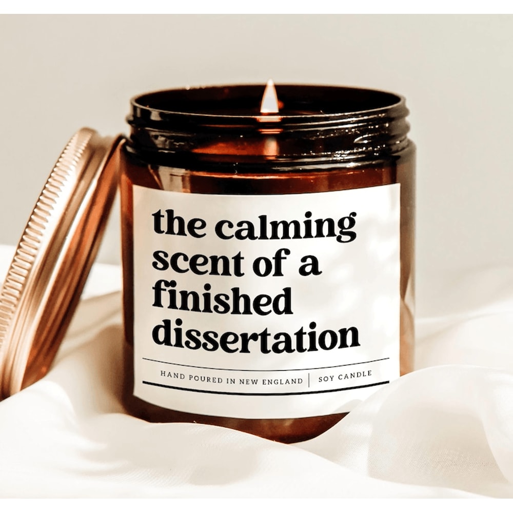 Finished Dissertation Candle Dissertation Defense Gift PhD Graduation Candle Funny Academic Gift 0