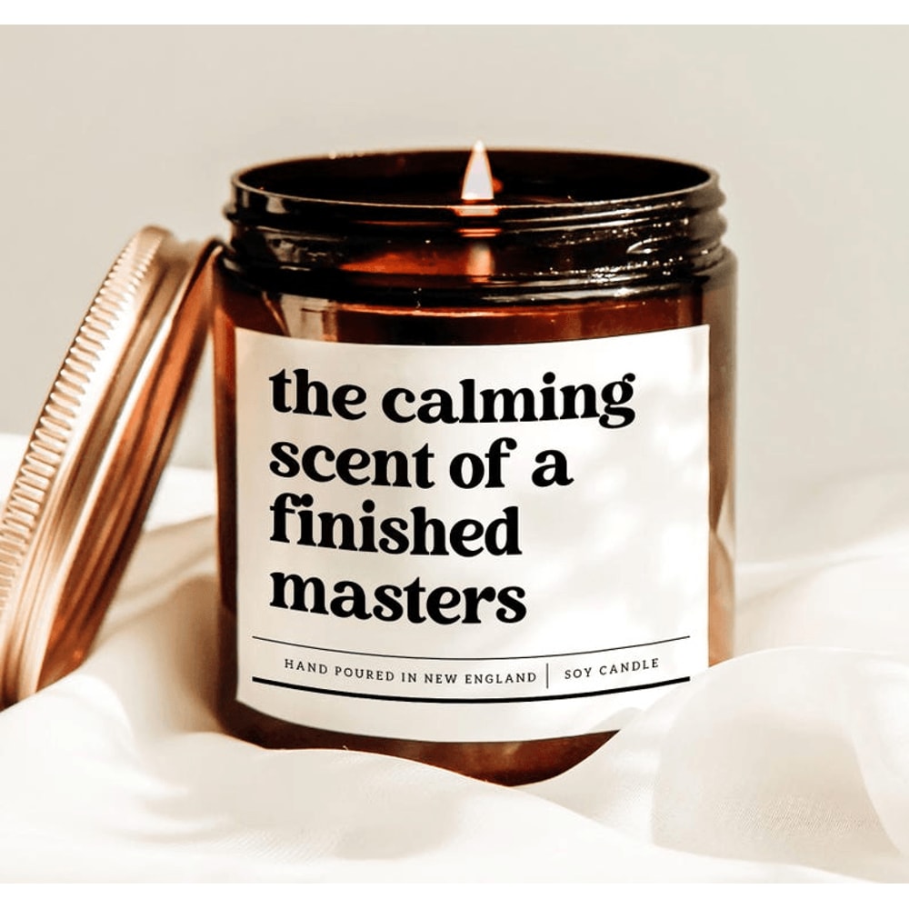 Finished Masters Candle Masters Graduation Gift Funny Graduate School Candle Masters Degree Gift 0