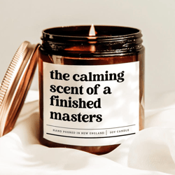 finished masters candle, masters graduation gift, funny graduate school candle, masters degree gift