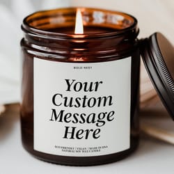 custom text candle personalized funny smells like gift candle birthday bridesmaid wedding coworker self care scented