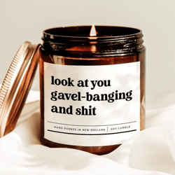 funny lawyer candle, law school graduation gift, attorney gift, judge candle, gavel candle gift