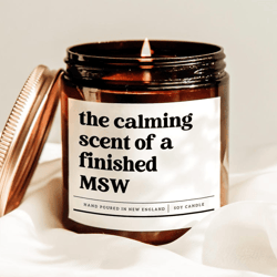finished msw candle, msw graduation gift, social work graduation candle, funny social worker gift