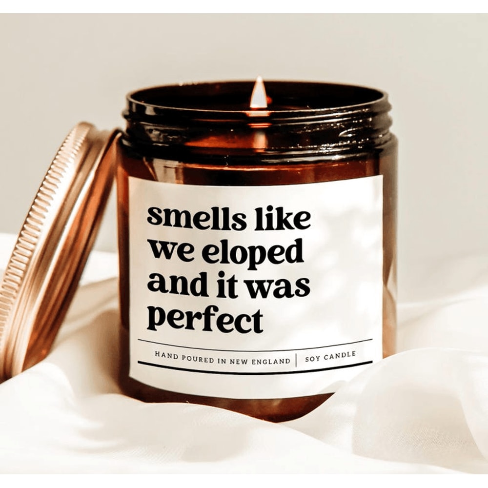 Elopement Candle Gift Funny Wedding Candle Newlywed Gift Romantic Elopement Keepsake 0