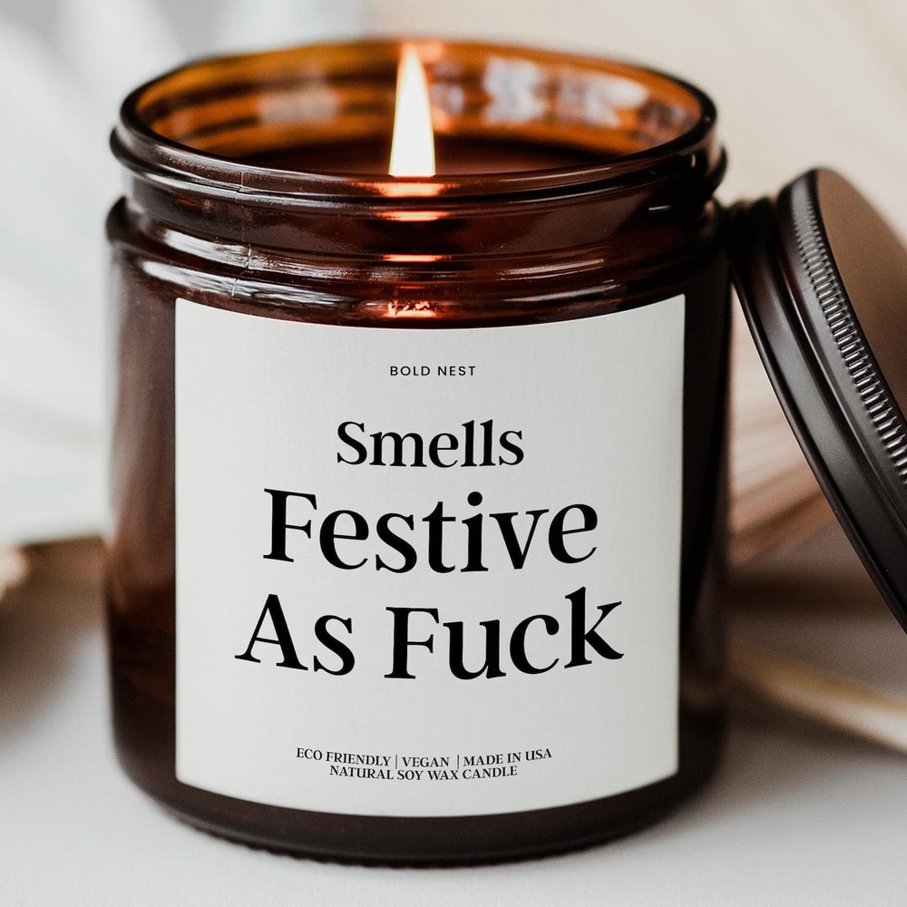 Smells Festive As F Funny Christmas Candle Gag Gift Secret Santa Stocking Filler 0