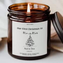 our first christmas as mr & mrs candle personalized wedding keepsake gift