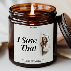 i saw that funny jesus candle christian gag gift secret santa white elephant decor