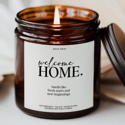 first time homeowner welcome home candle new beginnings housewarming gift