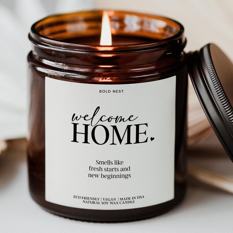 First Time Homeowner Welcome Home Candle New Beginnings Housewarming Gift 0