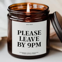please leave by 9 candle funny housewarming gift introvert new home decor candle