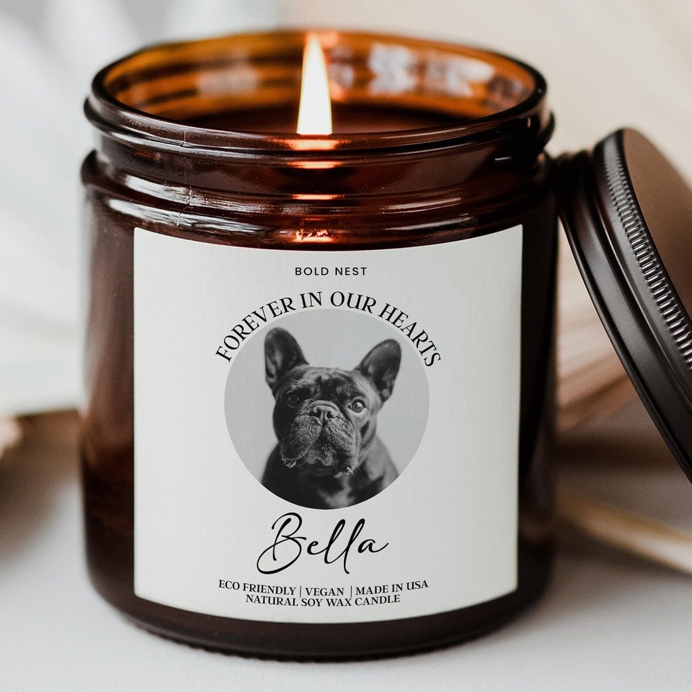Custom Pet Memorial Candle Personalized Photo Dog Cat Loss Sympathy Candle Gift 0