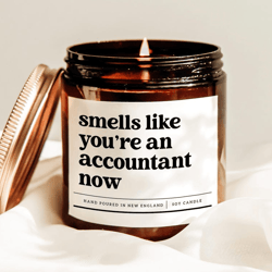 funny accountant candle gift for cpa graduation, accounting student gift, smells like you are an accountant now