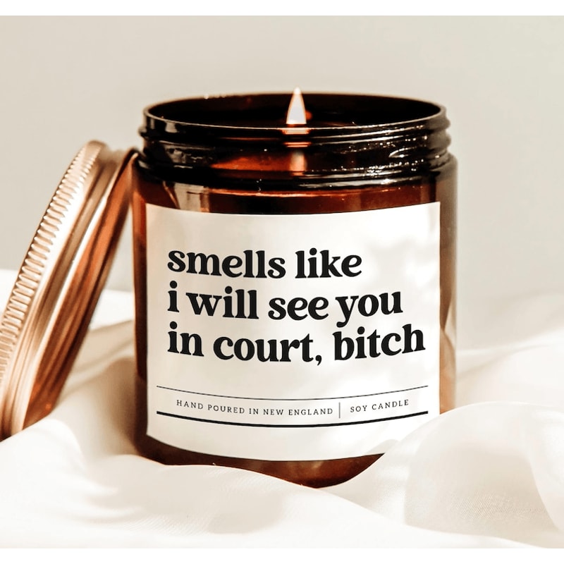 Funny Lawyer Candle Gift For Attorneys Law School Graduation Candle See You In Court Bitch Sarcasti 0