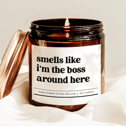 funny boss candle gift for coworker, manager appreciation candle, office humor gift, smells like i m the boss around her