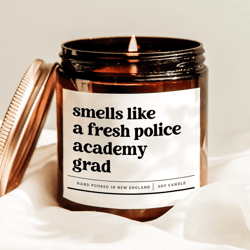 police academy graduation candle gift for new officer, funny law enforcement gift, fresh police academy grad candle