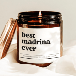 best madrina ever candle, godmother gift from godchild, funny spanish madrina soy candle for special occasions