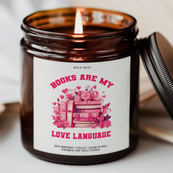 book lover candle - books are my love language valentine bookish gift candle for bookworms