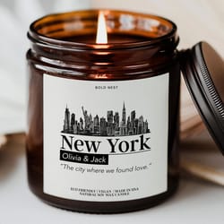 personalized city we met landmark candle engagement gift custom wedding favor