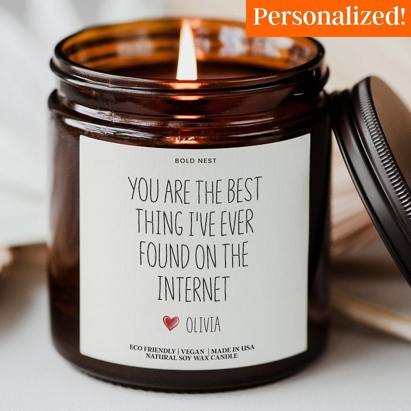Internet Dating Personalized Candle Funny Online Love Gift For Couples Valentine Anniversary Keepsa 0