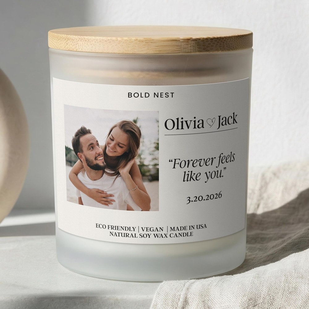 Custom Photo Candle Personalized Soy Wax Anniversary Gift For Couples Romantic Keepsake Valentine G 0