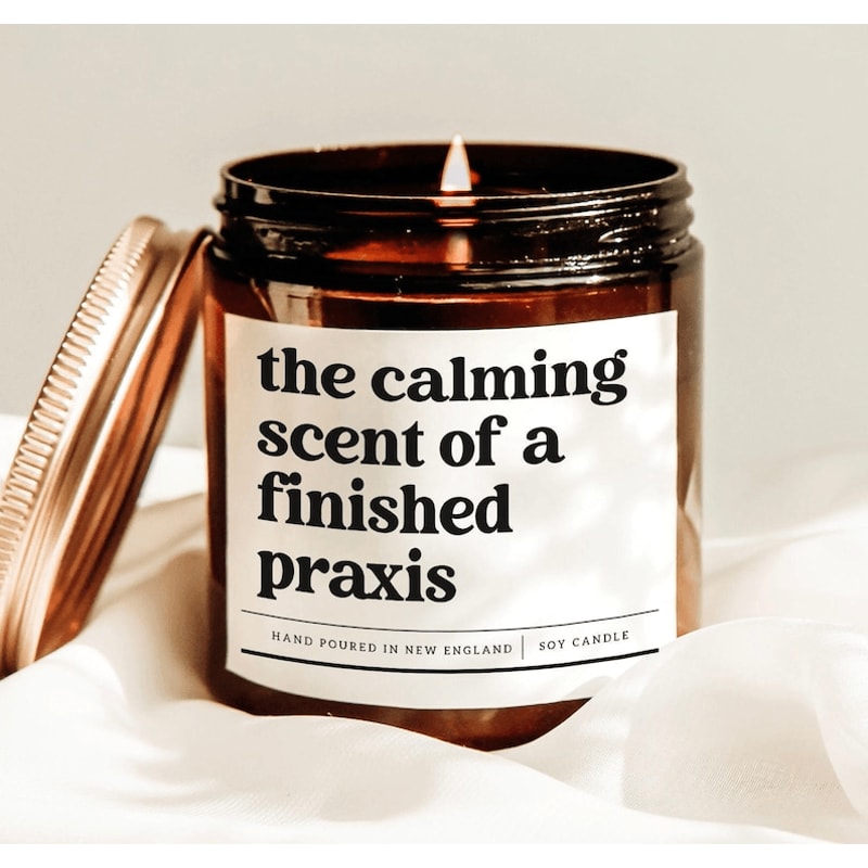 The Calming Scent Of A Finished Praxis Candle Teacher Exam Graduation Gift Funny Teacher Soy Candle 0