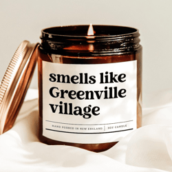 smells like greenville village candle, funny greenville village gift, cozy neighborhood soy candle home decor