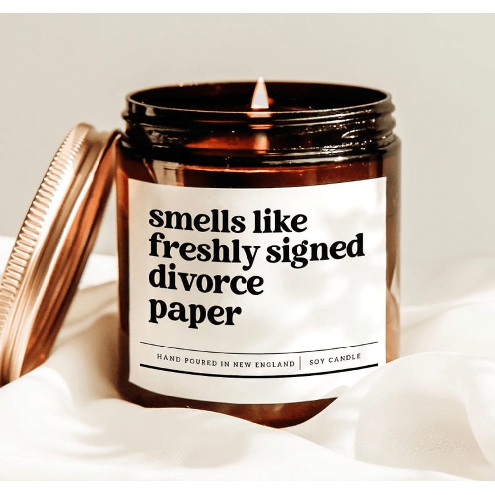 Smells Like Freshly Signed Divorce Paper Candle Funny Divorce Gift Newly Single Soy Candle For Fres 0