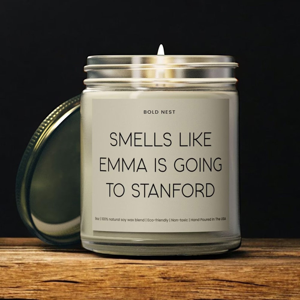 Smells Like College Acceptance Personalized Soy Candle Custom University Acceptance Gift College Bo 0