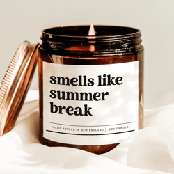 smells like summer break candle, funny teacher summer gift, relaxing vacation soy candle home decor