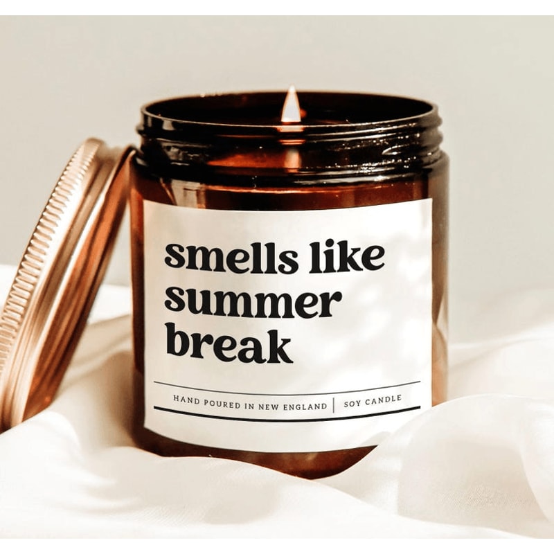 Smells Like Summer Break Candle Funny Teacher Summer Gift Relaxing Vacation Soy Candle Home Decor 0