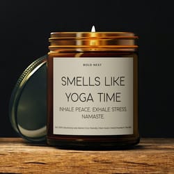 smells like yoga time personalized soy candle tranquility gift for yogis relaxation meditation candle birthday gift