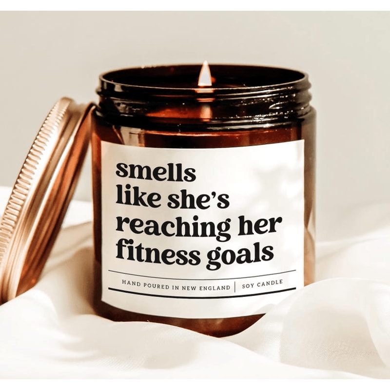 Smells Like Shes Reaching Her Fitness Goals Candle Funny Gym Gift For Workout Motivation And Self C 0