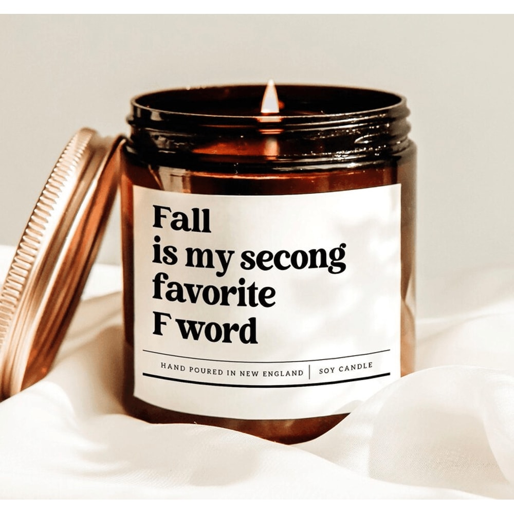 Fall Is My Second Favorite F Word Candle Funny Autumn Candle Gift For Pumpkin Spice And Cozy Season 0