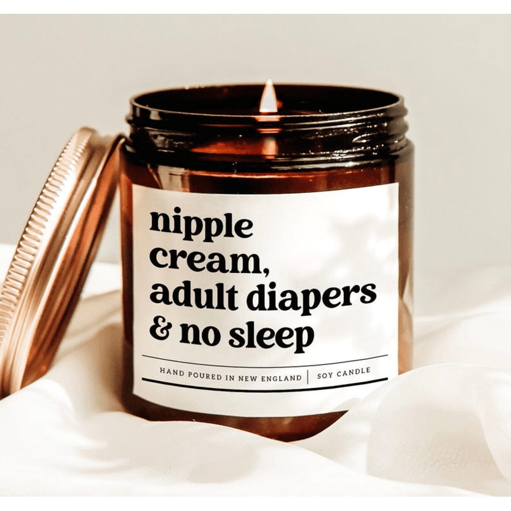 Nipple Cream Adult Diapers No Sleep Candle Funny New Mom Gift Candle 0