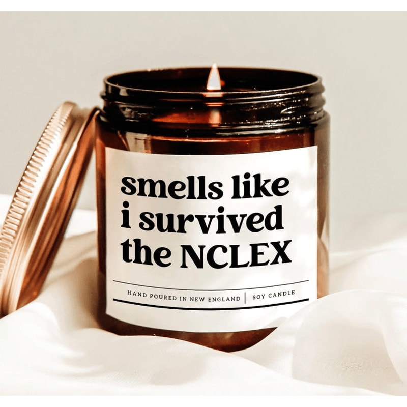 Smells Like I Survived The NCLEX Candle Funny Nurse Graduation Gift 0