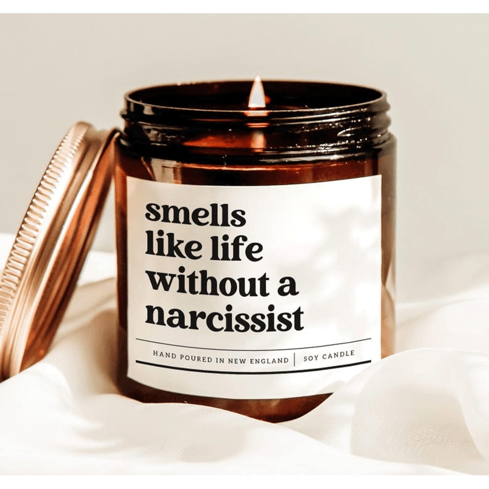 Smells Like Life Without A Narcissist Candle Funny Breakup Recovery Gift 0