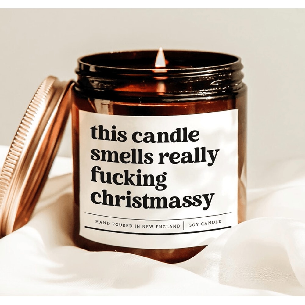This Candle Smells Really Fucking Christmassy Candle Funny Christmas Candle Sarcastic Holiday Gift 0