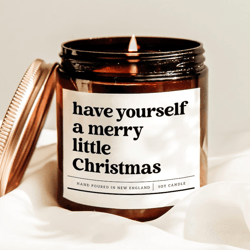 have yourself a merry little christmas candle, cozy holiday candle gift, minimalist christmas home decor