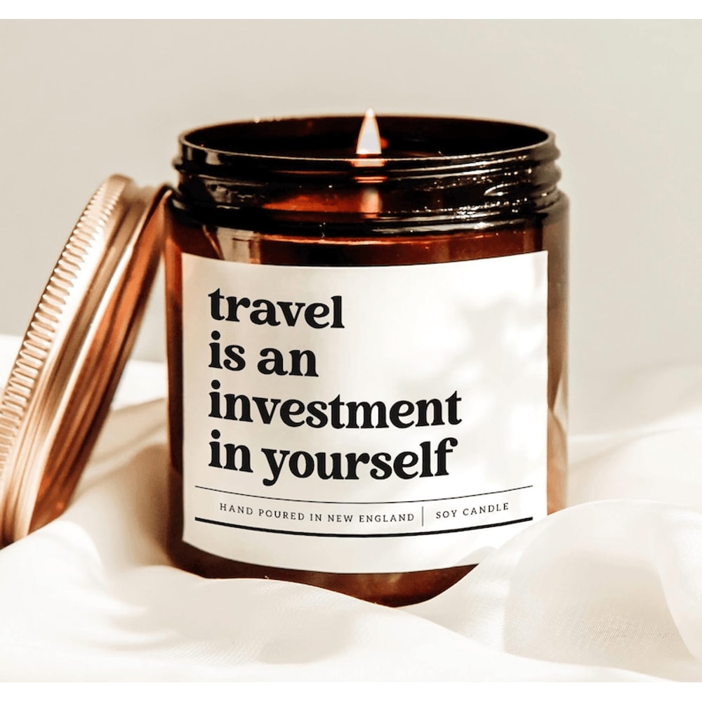 Travel Is An Investment In Yourself Candle Wanderlust Gift For Travelers Inspirational Travel Soy C 0