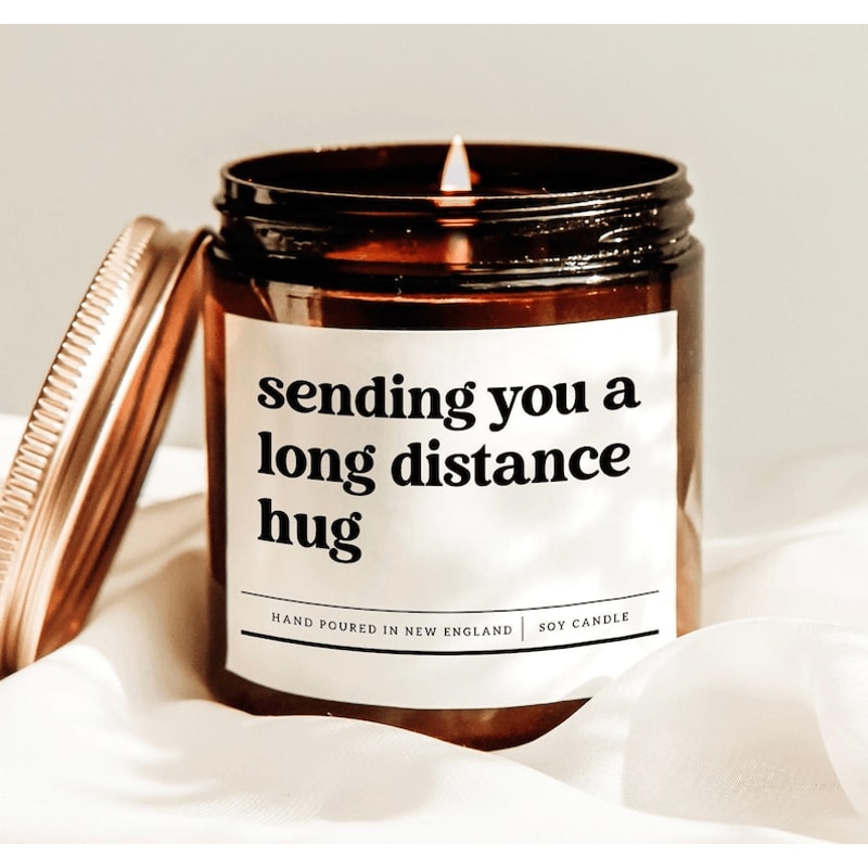 Sending You A Long Distance Hug Candle Long Distance Friendship Gift Missing You Soy Candle Decor 0