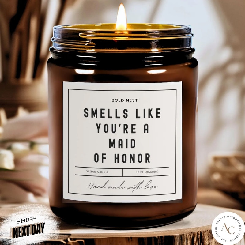 Maid Of Honor Candle Proposal Gift Will You Be My MOH Funny Bridal Party Keepsake Candle 0
