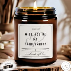 bridesmaid proposal candle – funny bridesmaid gift, matron of honor wedding party keepsake candle